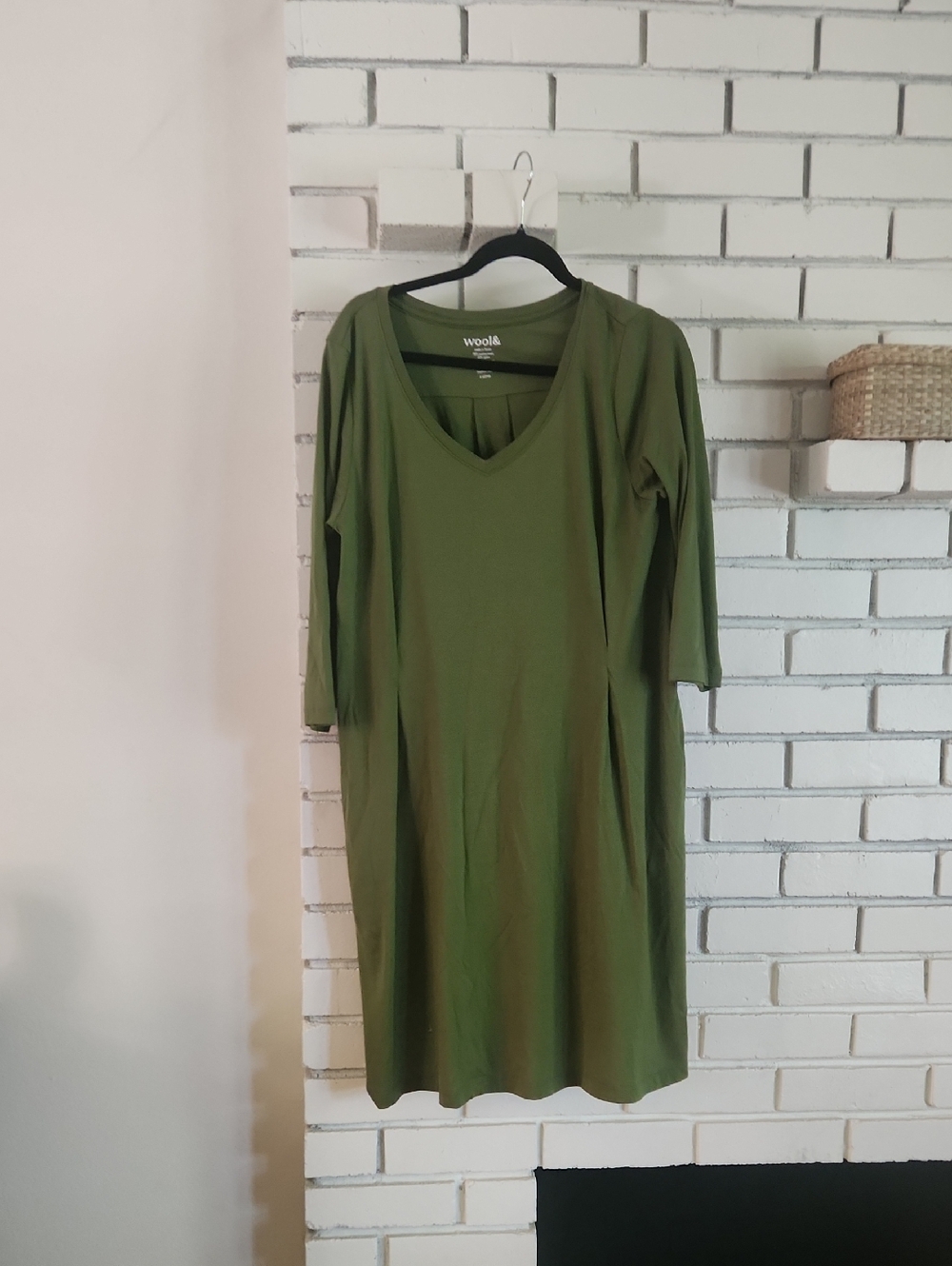 Wool& V Neck Dress